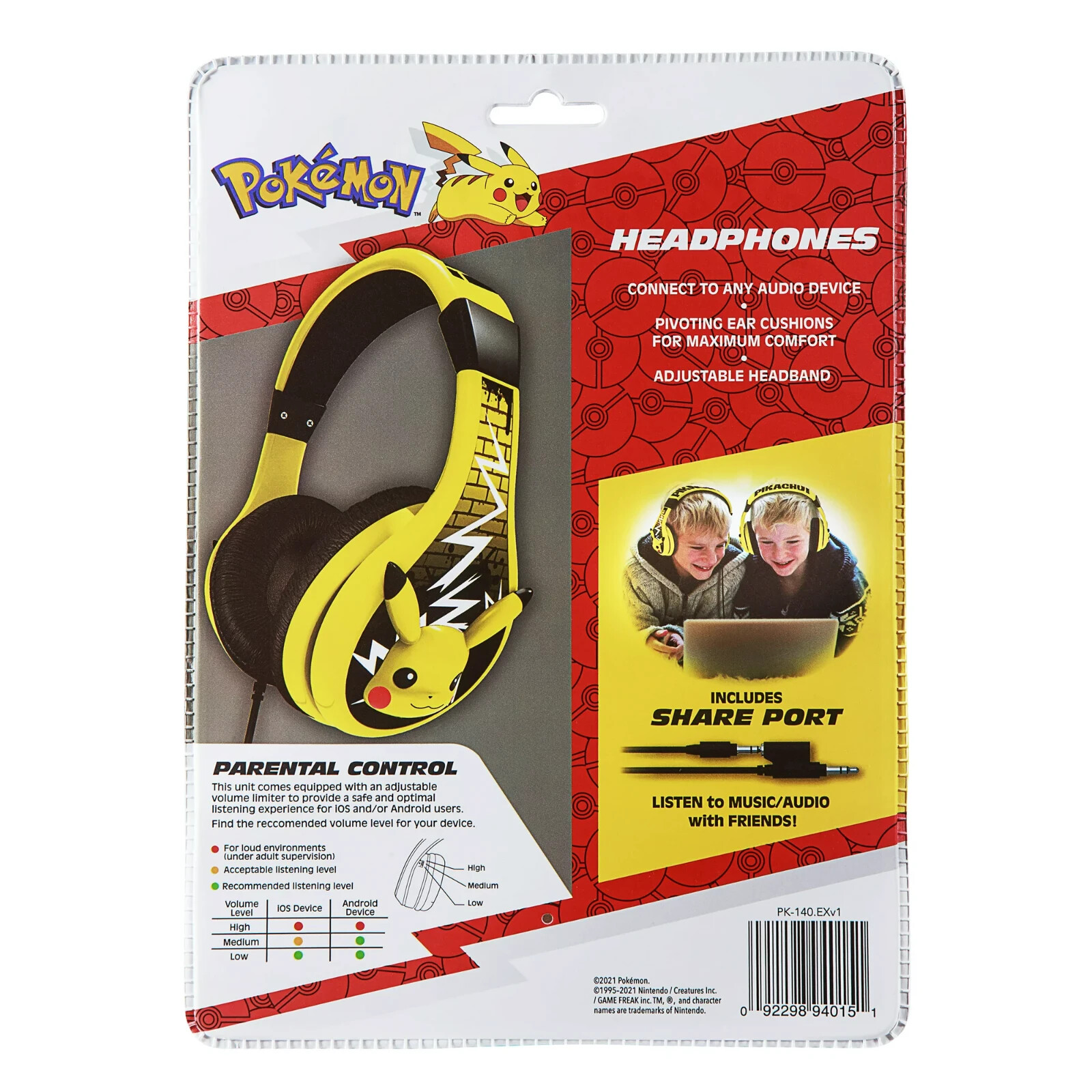 eKids Pokemon Pikachu Kids Headphones ( Yellow )