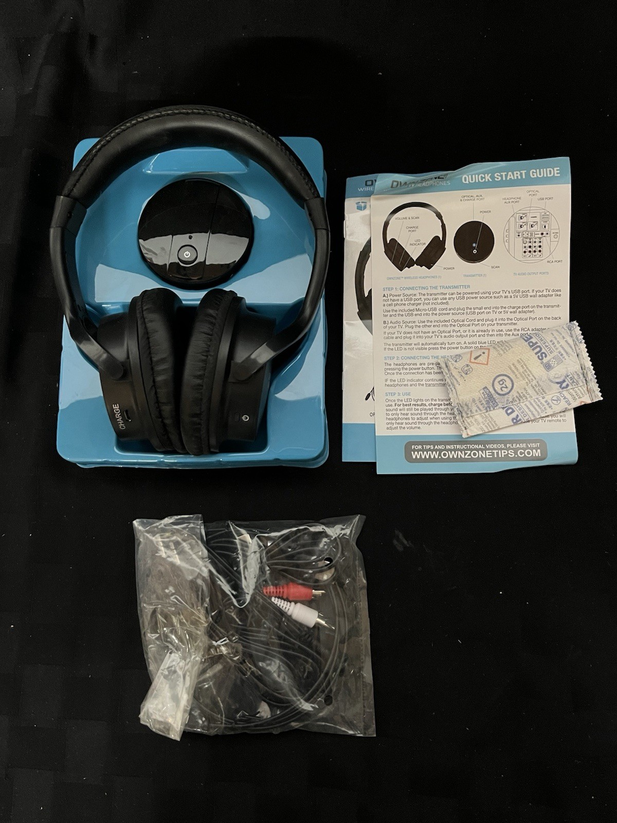 Sharper Image OWN ZONE Wireless TV Headphones 30603 Black New Open Box