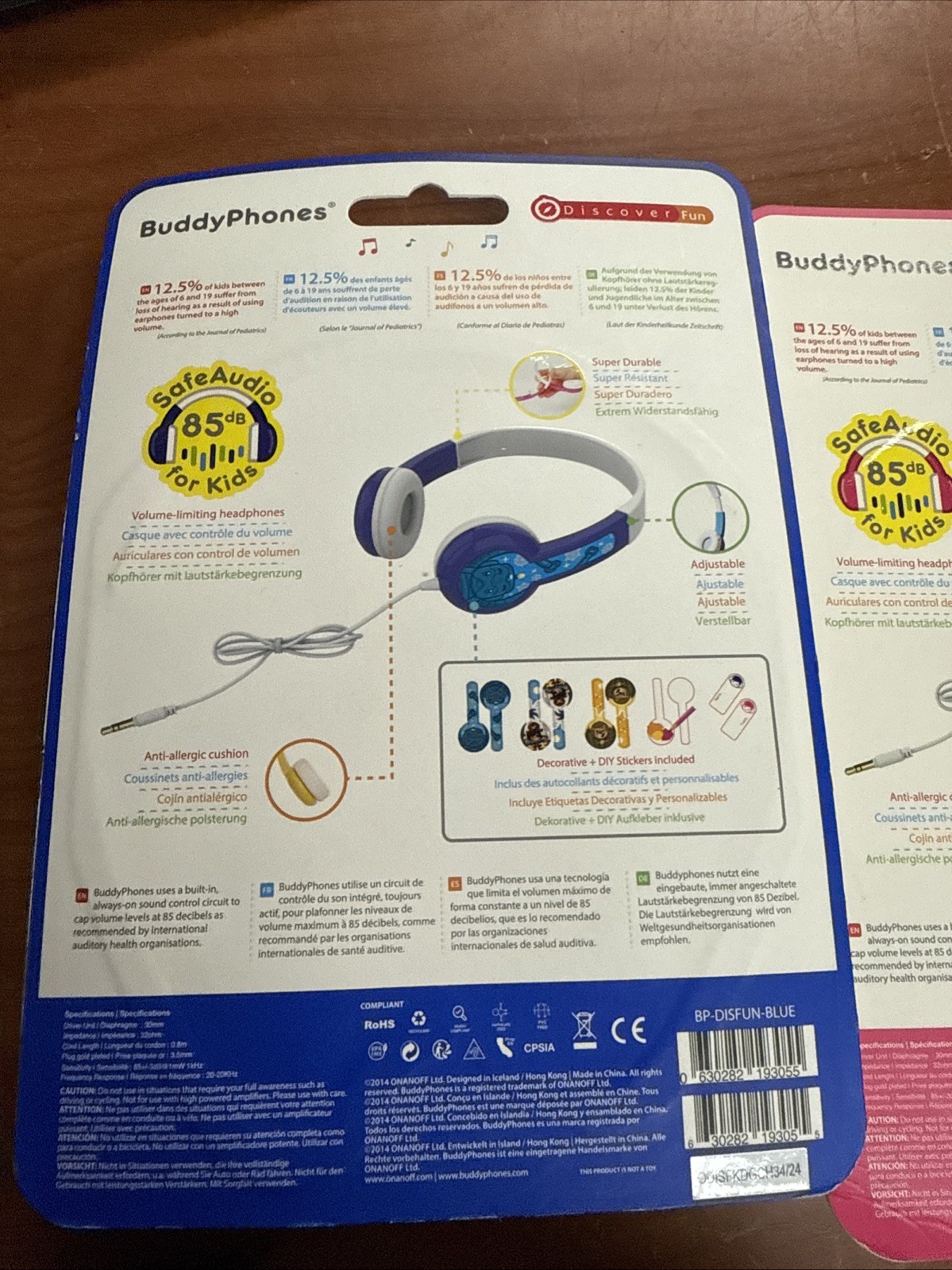 2PC Buddy Phones Safe Audio 85 for Kids Volume Limiting Headphones Anti Allergic