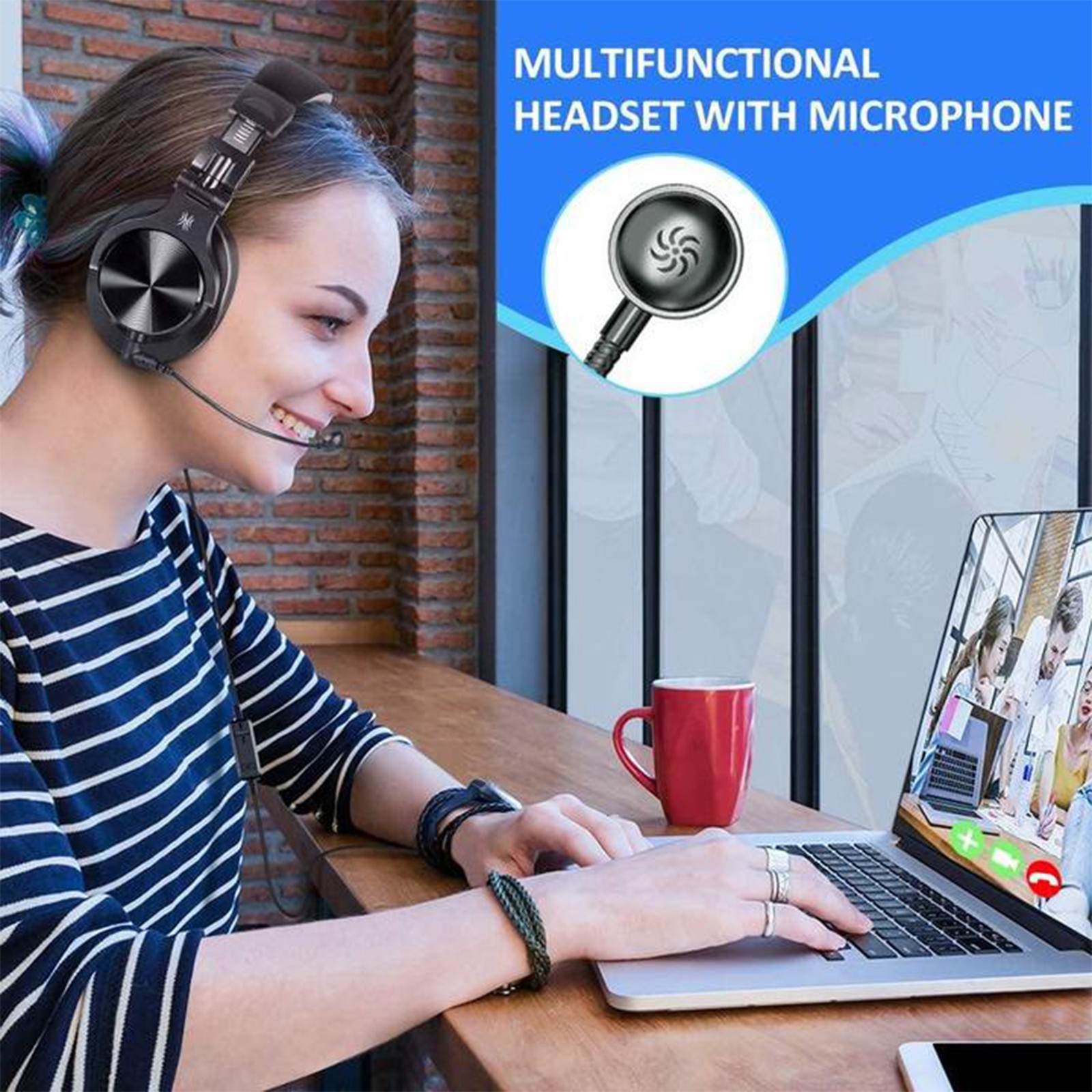 OneOdio A71D Computer Gaming Wired Over Ear Headset with Detachable Microphone