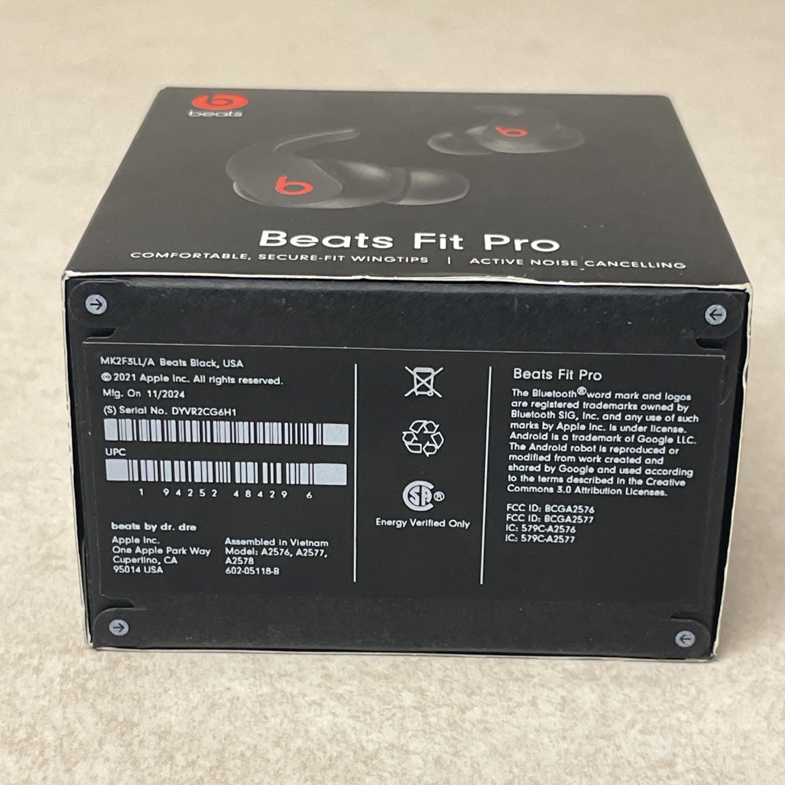 Beats Fit Pro True Wireless Noise Cancelling Earbuds Black SEALED