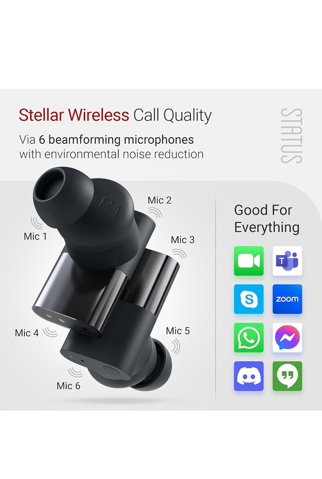 Status Audio Between 3ANC Fully Wireless Earphones Bluetooth Black ST-1003