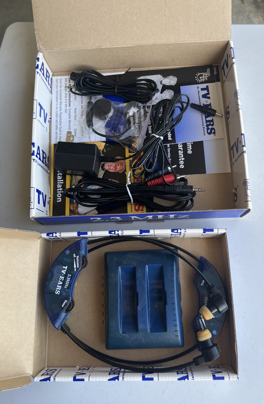 TV Ears 2.3MHz Headphones w/ Charging Base Unit for Headphone System