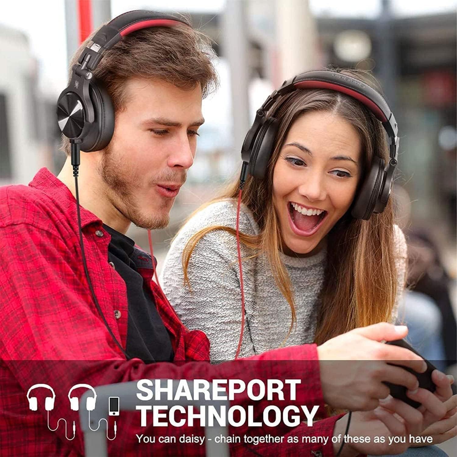Hi-Res Studio Over Ear Headphones Wired 40mm Drivers SharePort Noise Isolating