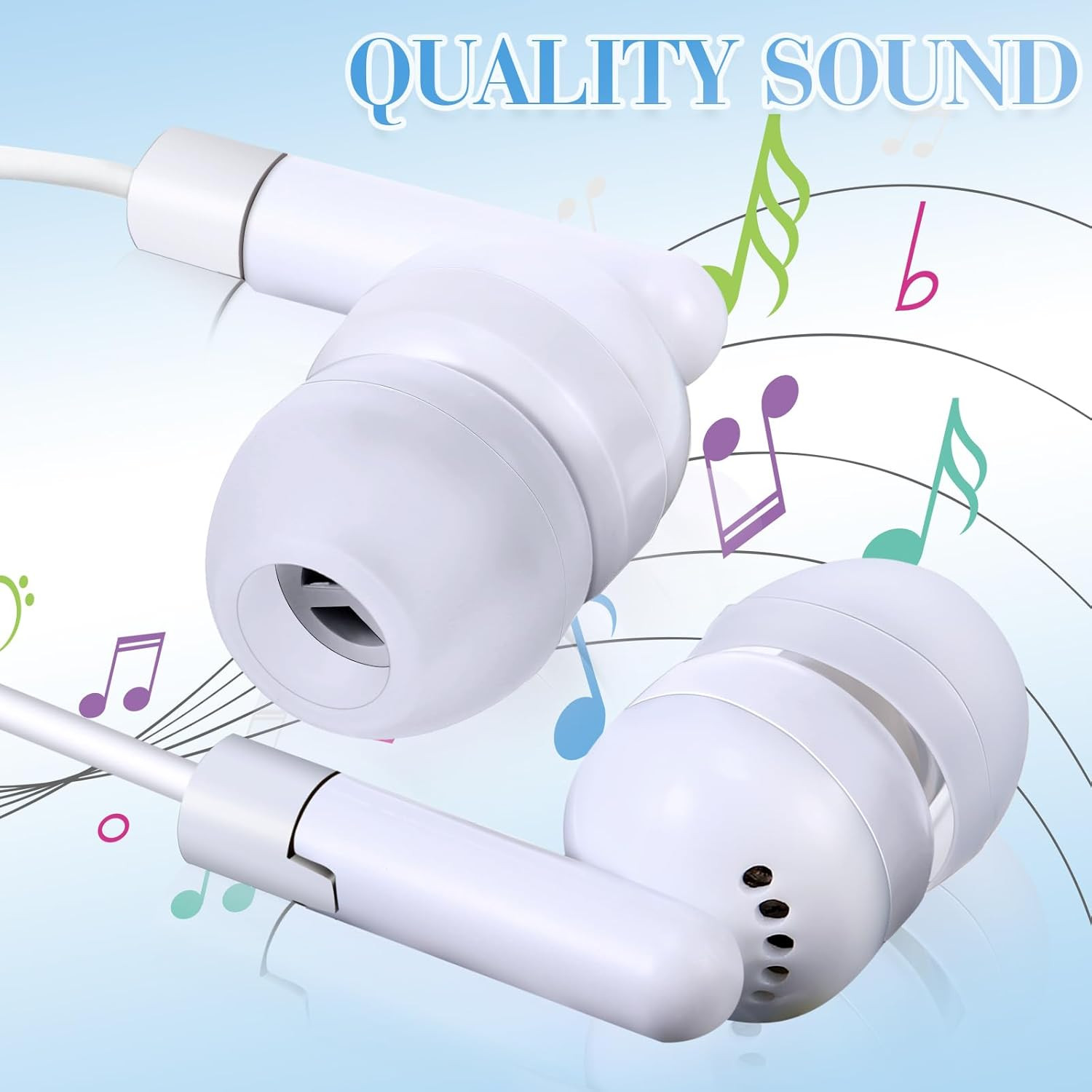 100 Pack Wired Earbuds Bulk for Classroom Ear Headphones Wired Basic Student Ear