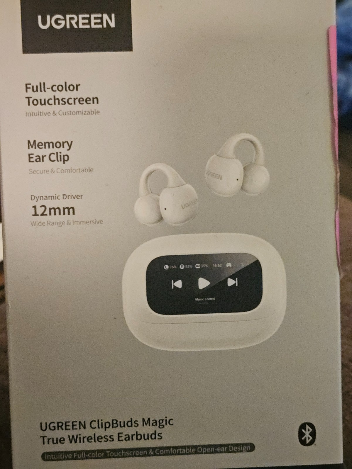 Clip-on Earbuds Magnetic Open Ear Buds S6 Bluetooth, 12mm Drivers, DNN, 30+ HR