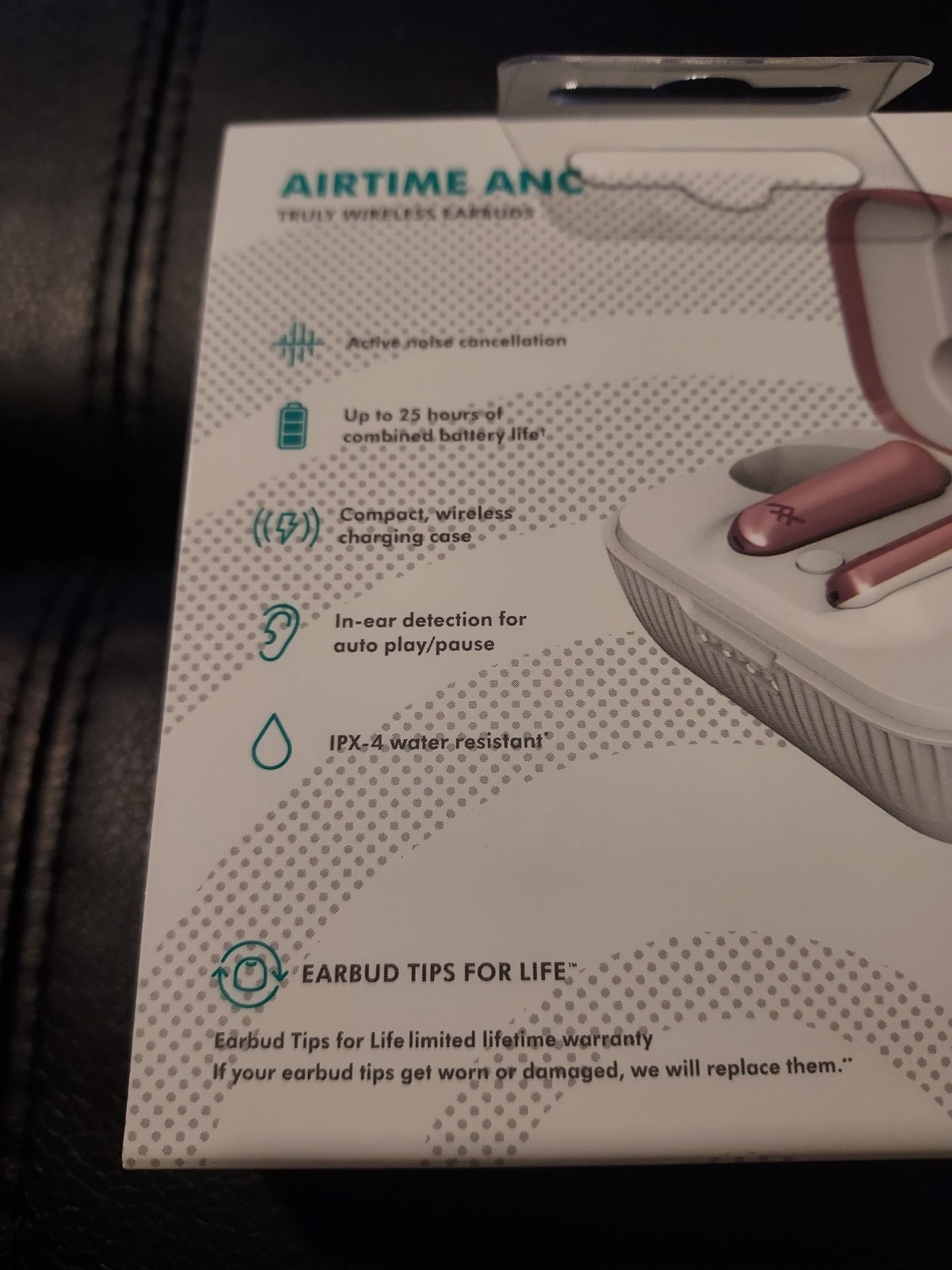 Airtime Wireless EarBuds With Noise Cancellation Rose Gold 25 Hr Battery Life