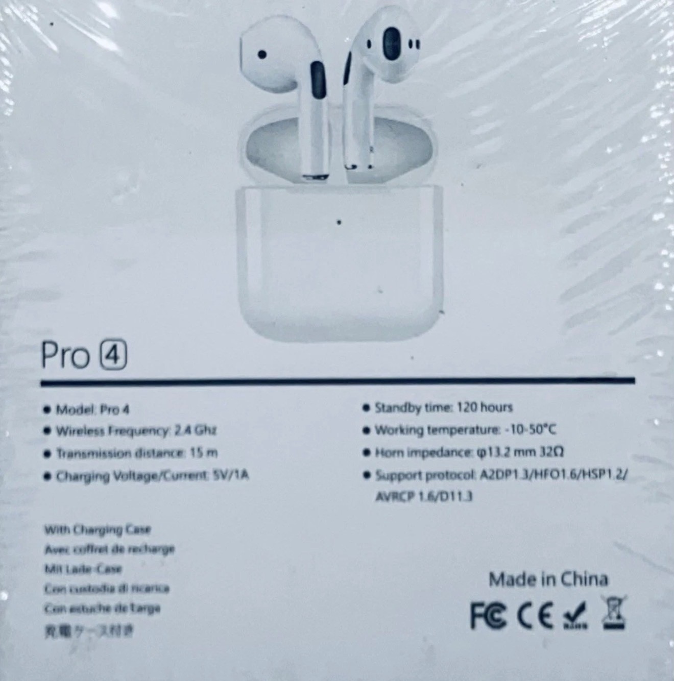 BNIB White Pro 4 TWS True Wireless Stereo 2.4 GHZ earbuds W/Charging Case 120hrs
