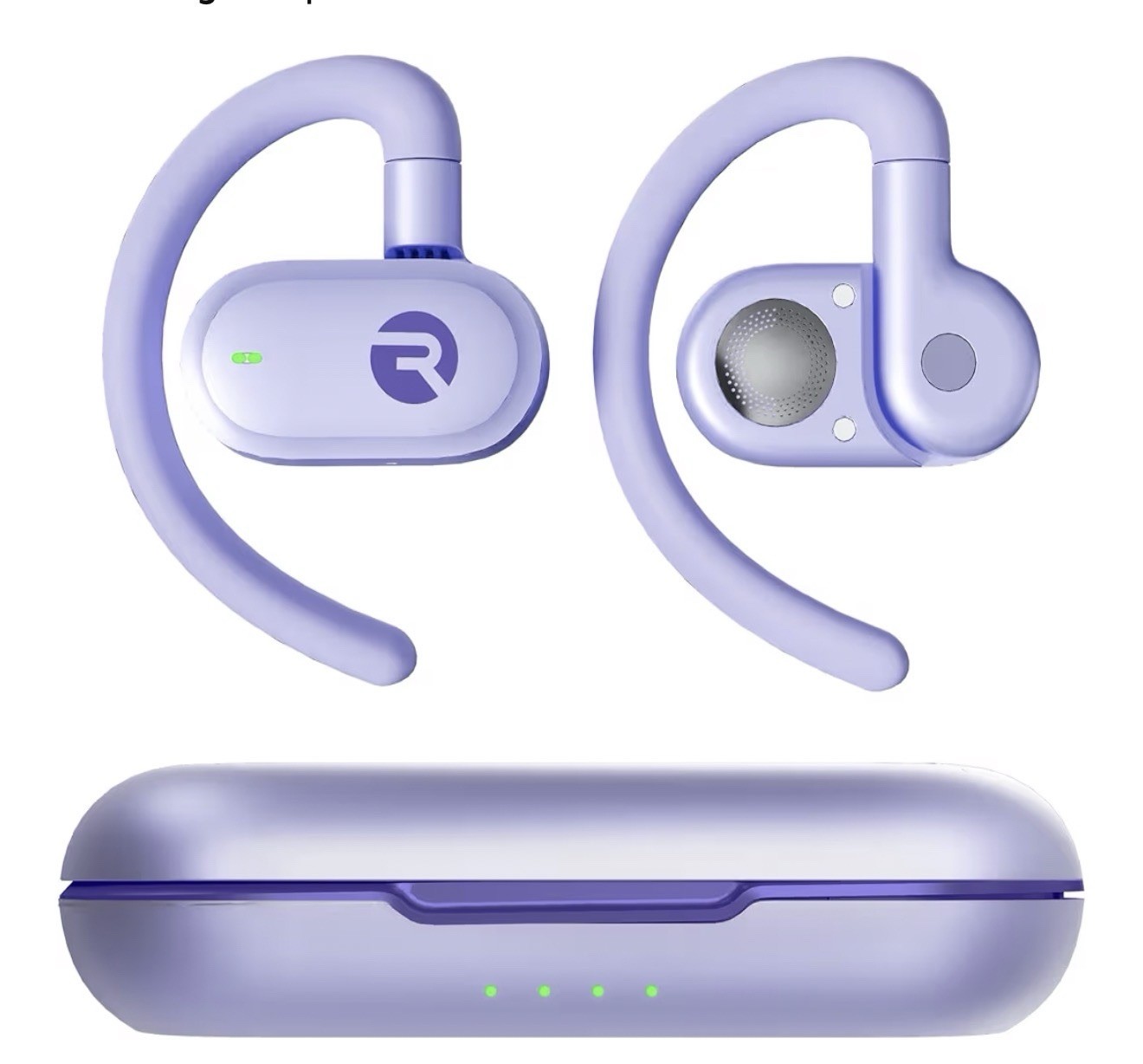 Raycon Open Earbuds Open-Ear Ear-Hook Bluetooth Multipoint Mic Purple