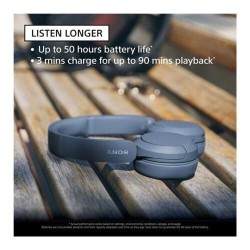 Sony WH-CH520B Wireless Bluetooth Headphones – Up to 50 Hours Battery Life…