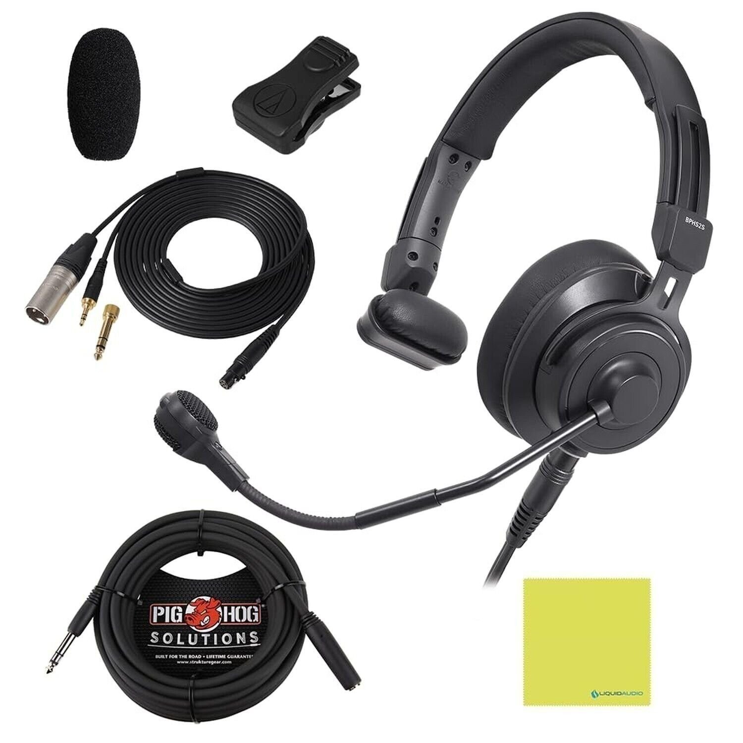 Liquid Audio Audio Technica BPHS2S Single-Ear Broadcast Headset Bundle -OPEN BOX