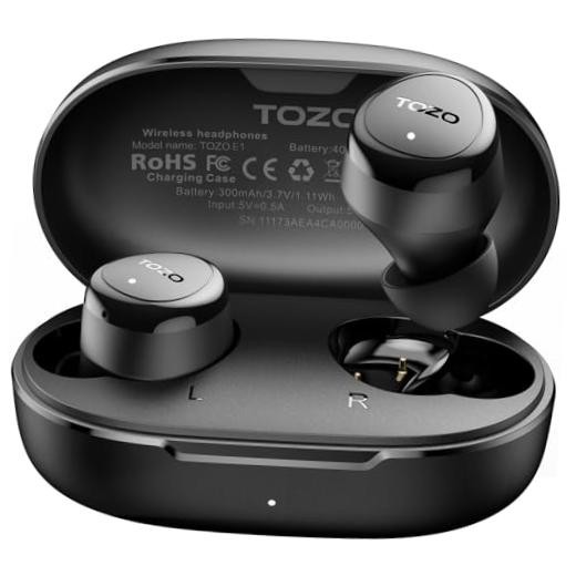 Wireless Earbuds Build in Mic Clear Calls Ergonomic Light Weight Dark Black