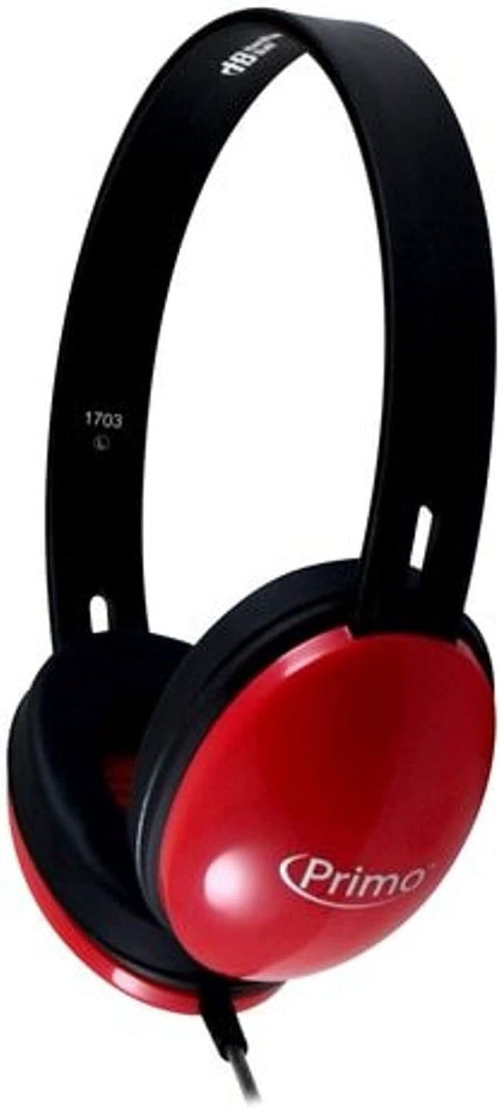 Primo Stereo Headphones – Red | Noise‑Reducing Ear Cups, Chew‑Resistant Dura‑Cor