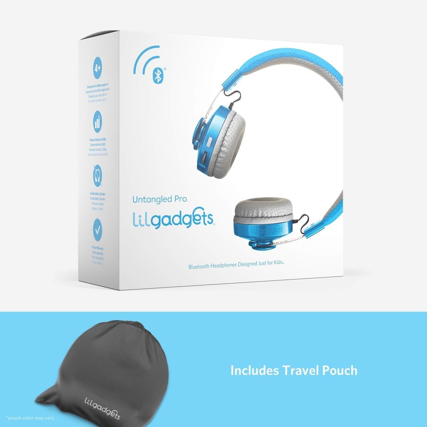 LilGadgets Untangled Pro Kids Bluetooth Headphones Blue – Wireless SharePort Mic