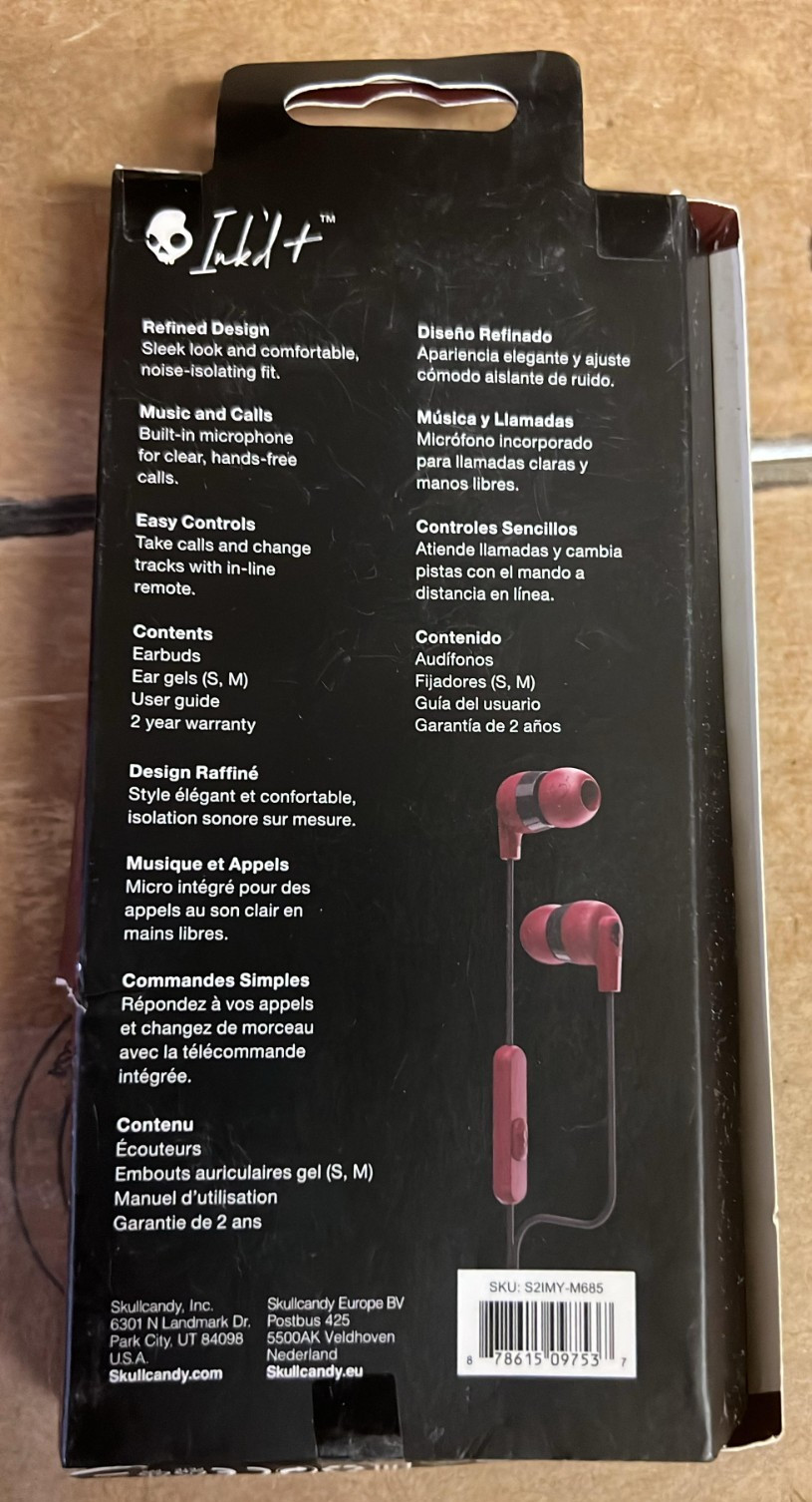 Skullcandy Ink’D Wired In-Ear Headphones Moab Red S2IMY-M685