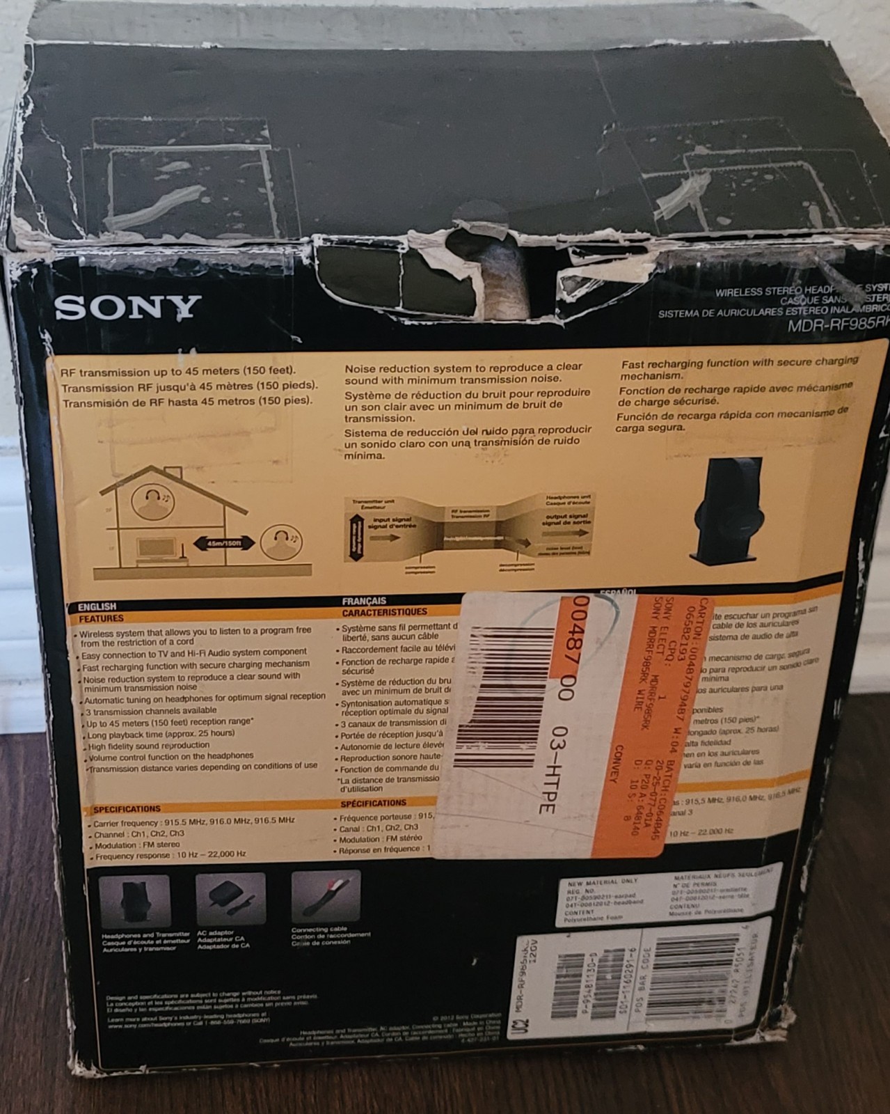 Sony MDR-RF985RK Over Ear Headphones – Black