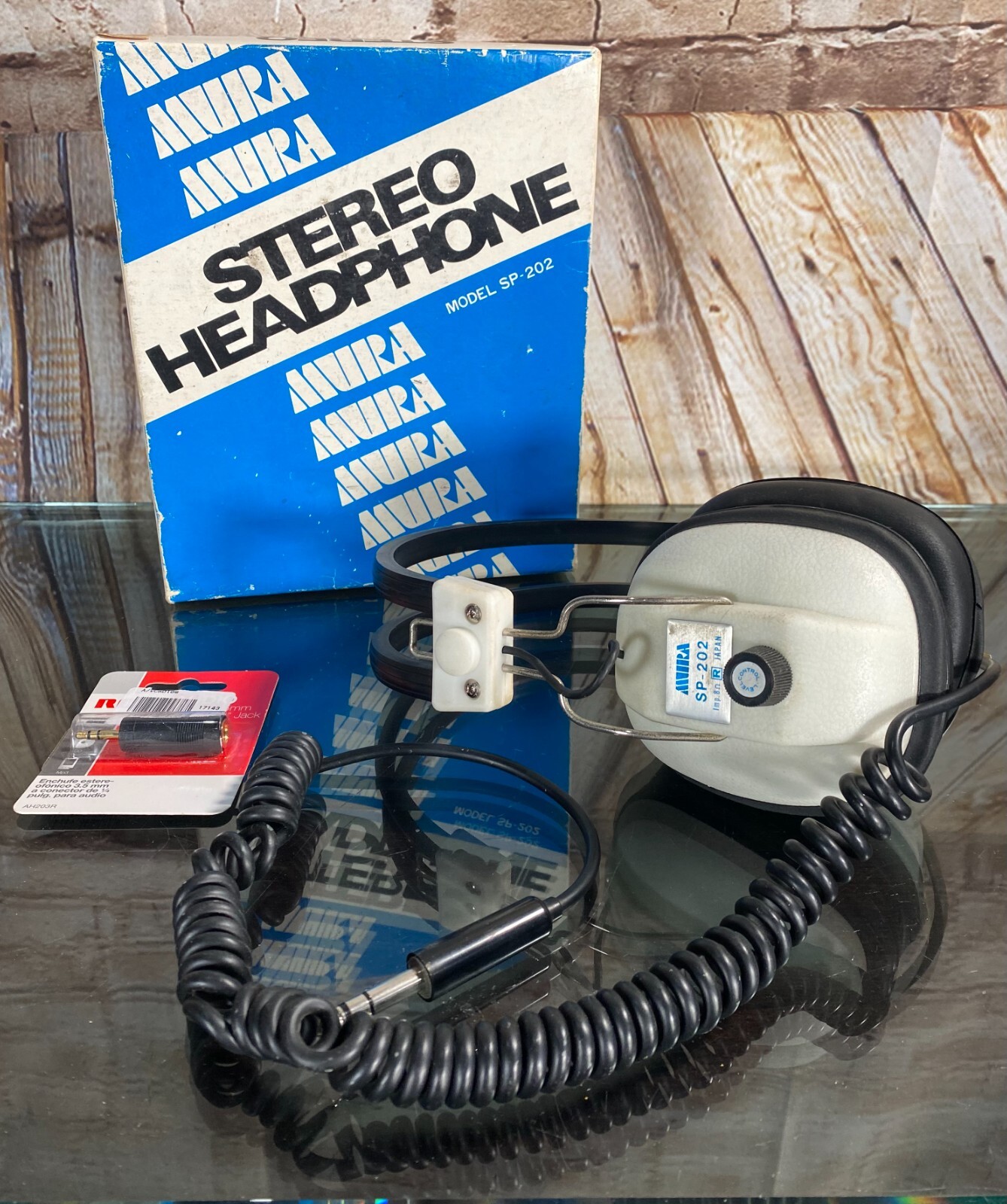 Vintage MURA SP-202 Headphones Wired White Japan w/Box/Adapter ~ Tested/Working