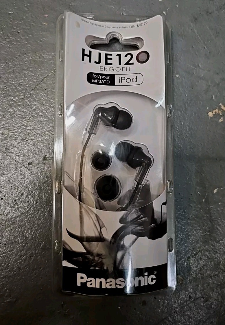 NEW Panasonic RP-HJE120 ErgoFit Earbud Headphones Ergonomic Hold Design Black