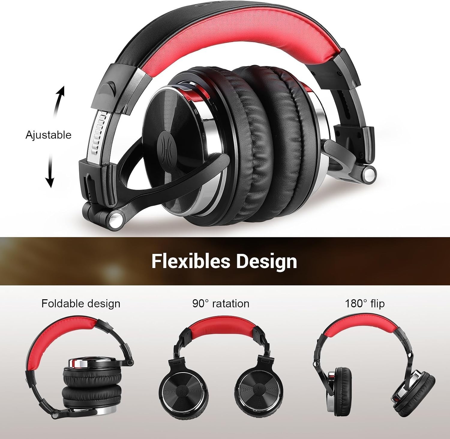 Red Wired Headphones – DJ, Studio Monitoring, Podcasting