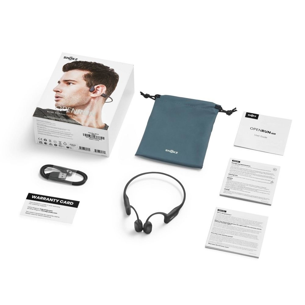 Shokz OpenRun Bluetooth Wireless Headphones – Black: Open-Ear,