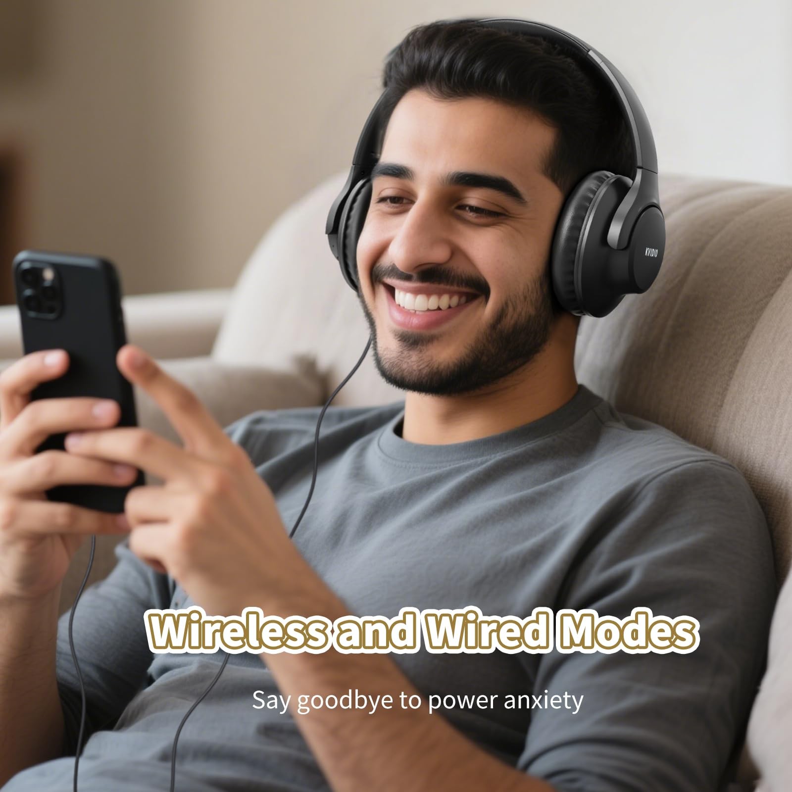 Bluetooth Headphones Over Ear, 65 Hours Playtime Wireless Headphones with Mic…