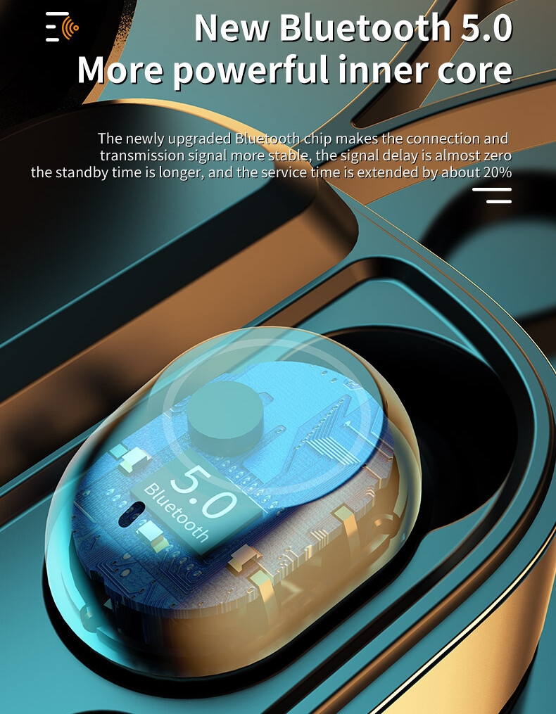 Touch Control In-ear Headphone Support 3500mAh Power Bank and Mirror LED Display