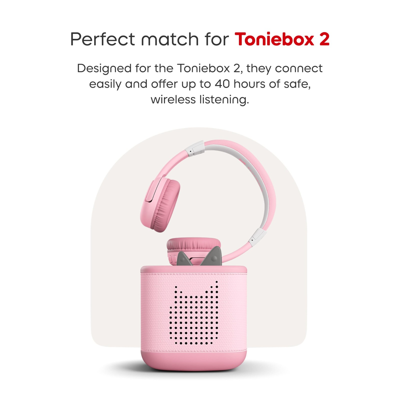Tonies Bluetooth Headphones for Toniebox 2 – Cloud Pink Small,