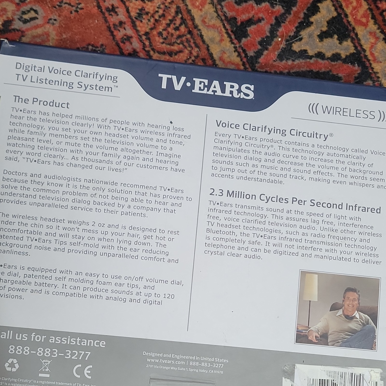 TV Ears Wireless Black Version 5.0 Item #11741 Voice Clarifying Listening