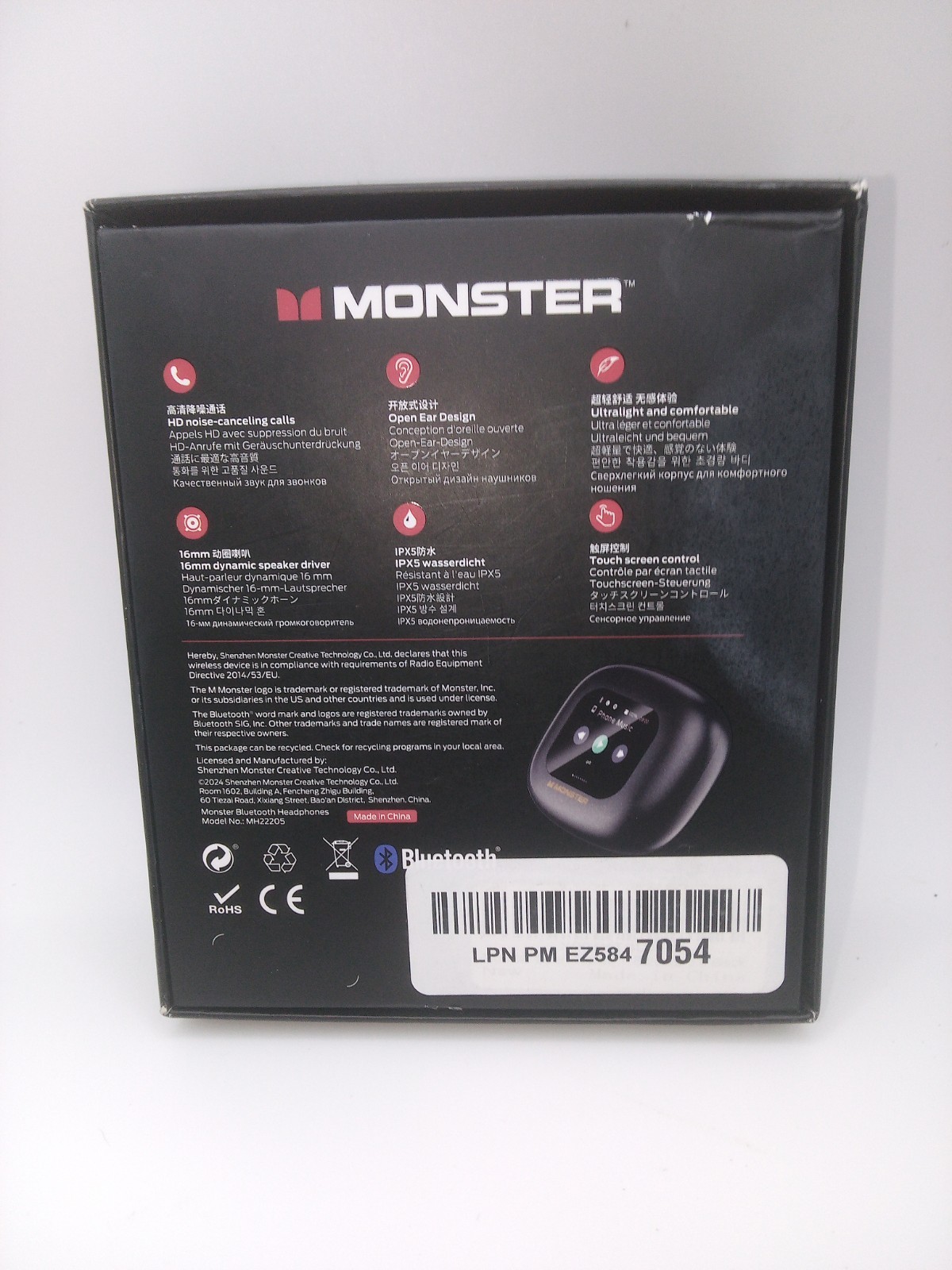 Monster Open Touch Pro 100, Open Ear Headphones Touch Screen Earbuds, Bluetooth