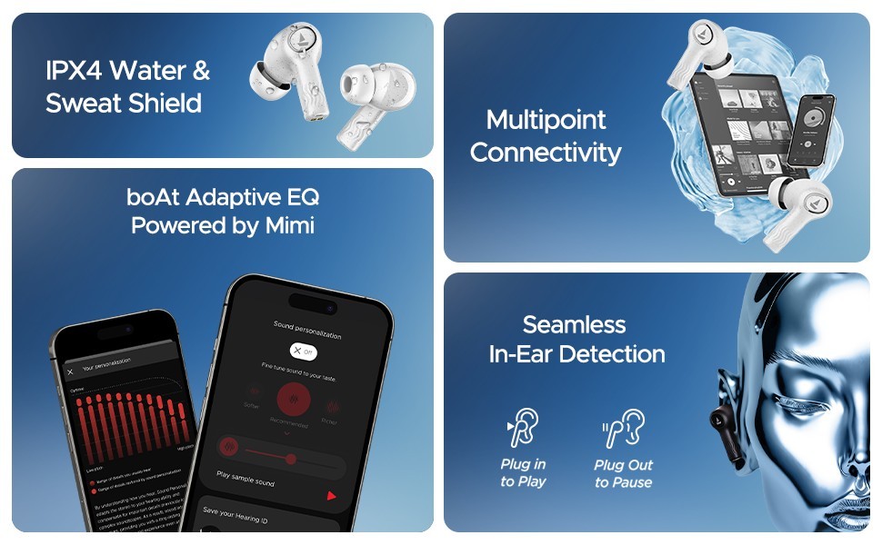 boAt Nirvana Ion ANC Wireless Bluetooth Earbuds 120H Battery TWS Earphones mic