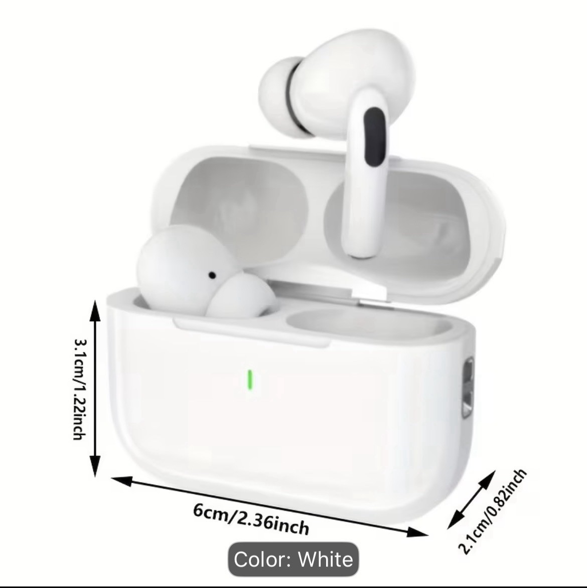 Wireless Bluetooth In-Ear Earbuds White Double Built-In Mic Charging Case