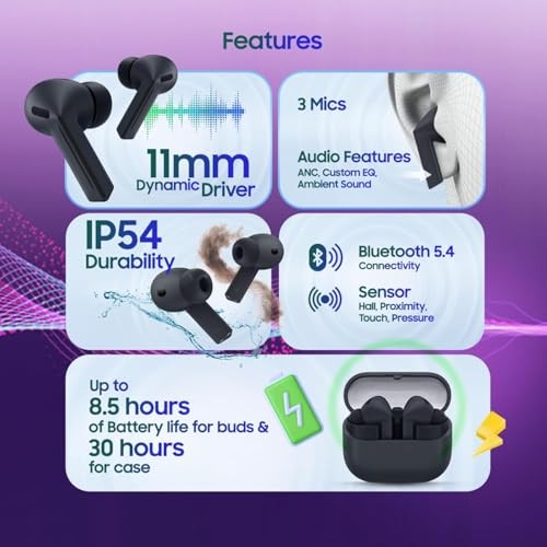 Samsung Galaxy Buds 3-FE (2025) True Wireless Bluetooth Earbuds, Active Black