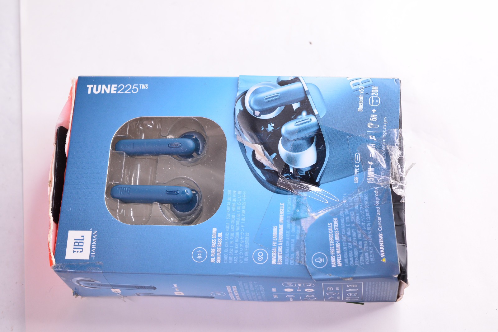 JBL TUNE 225TWS PURE BASS Wireless Earbuds Earphones Bluetooth Harman Blue