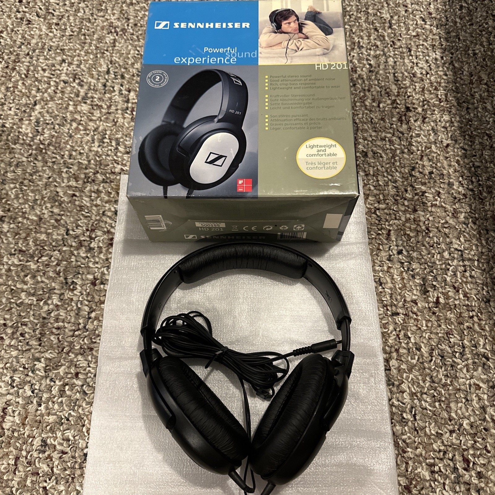 Sennheiser HD201 VINTAGE 2005 Wired Headphones – w/ Original Box! RARE