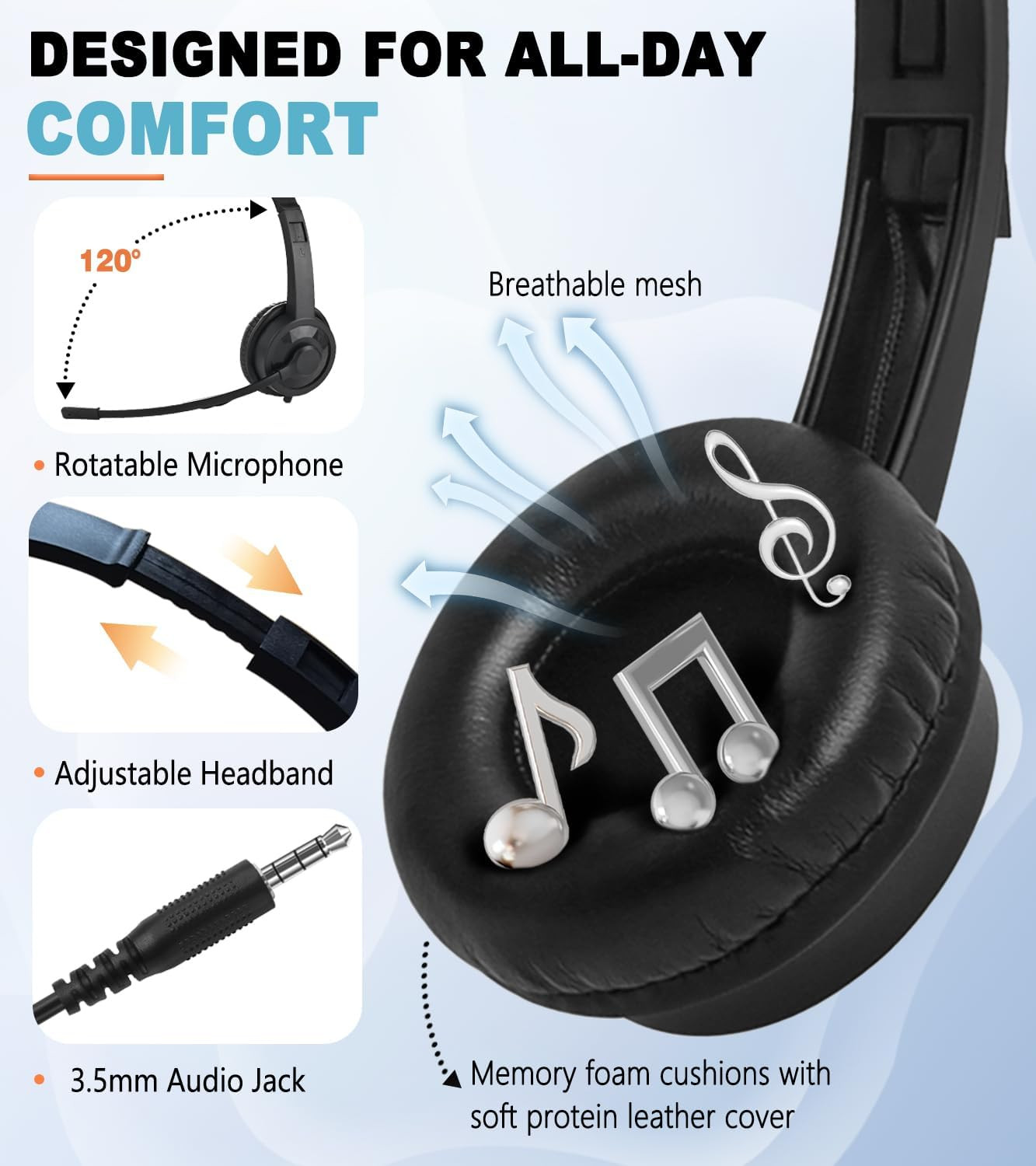 Classroom Kids Headphones with Mic – 20 Pack, 6Ft Durable Wired Headset