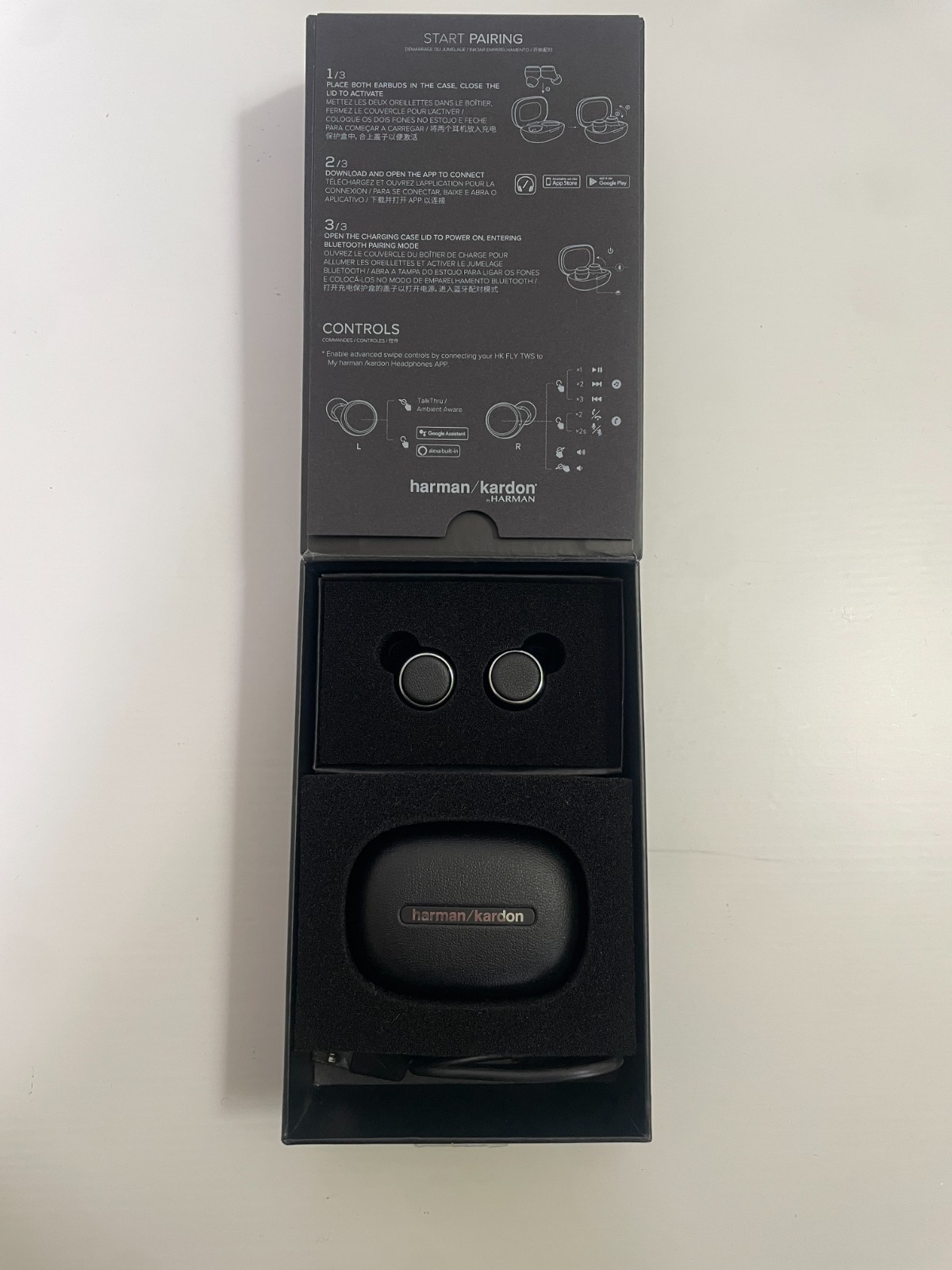 Harman Kardon Fly TWS Black Bluetooth Headphones with Google Alexa 30 Day Warranty