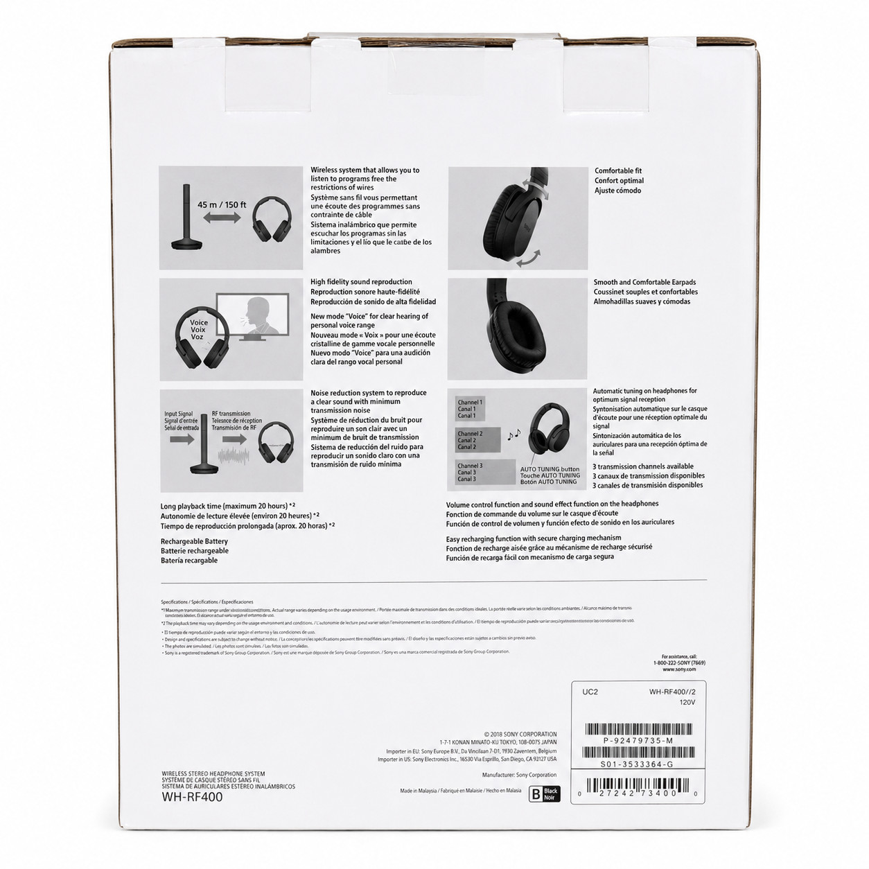 Sony RF400 Wireless Home Theater Headphones – Black