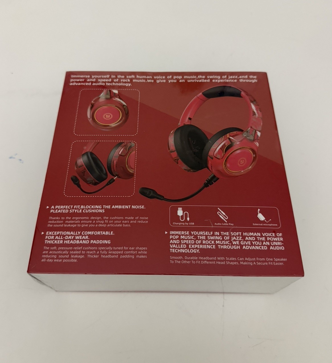 EL-A2 Stereo Wireless Headphones Red – Wireless V5.2 – Sealed