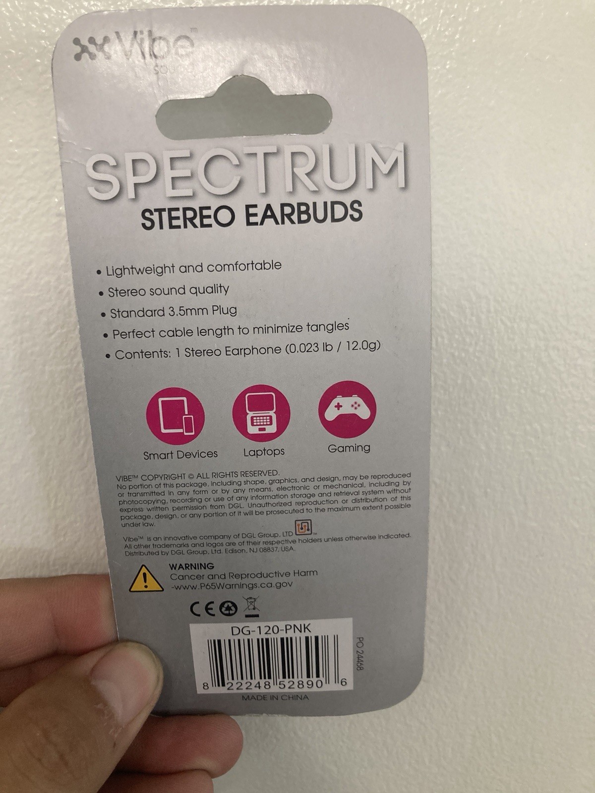 Vibe Sound Spectrum Earbuds Pink 3.5mm Plug