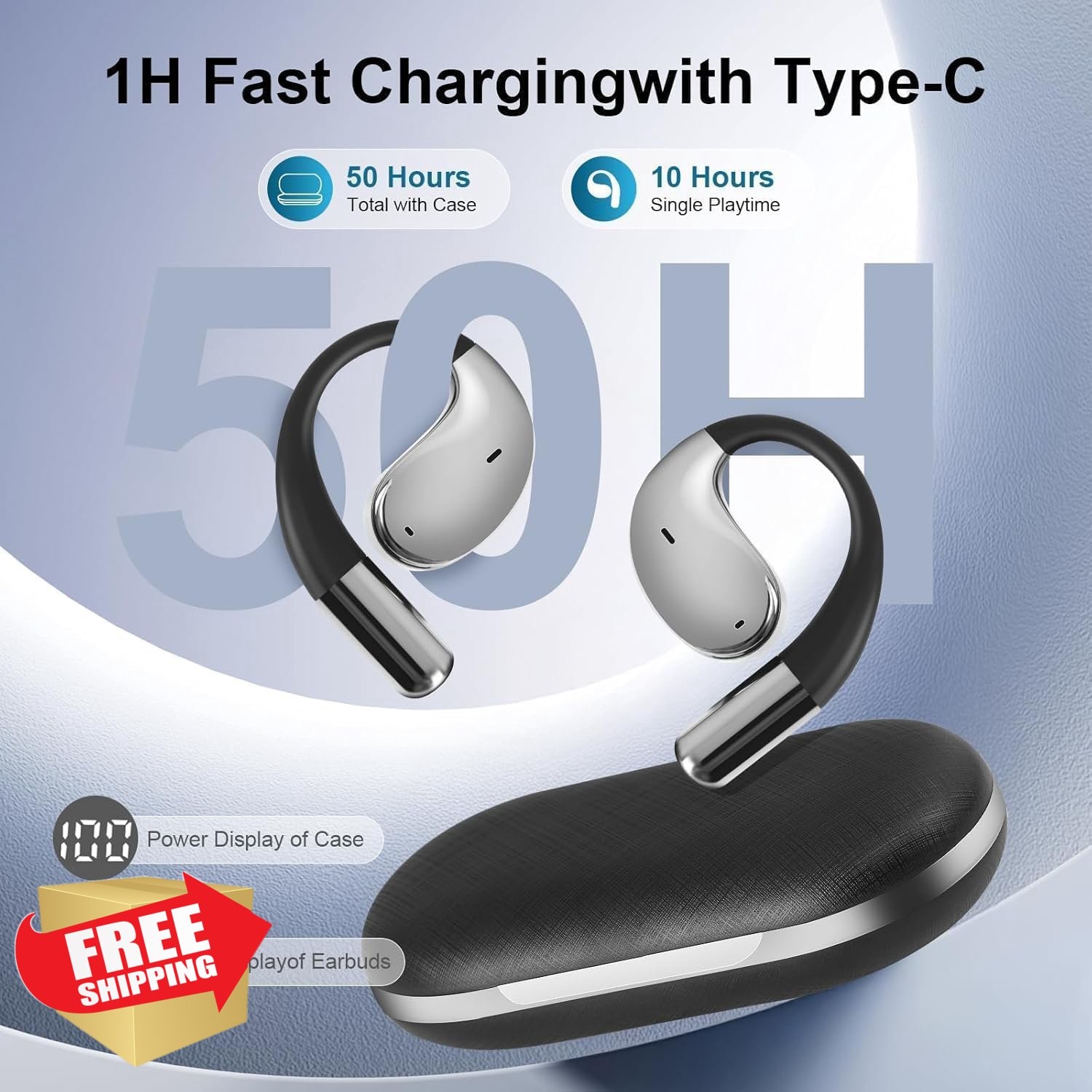ZIDOXING Q39 Obsidian Black Bone Conduction Earbuds