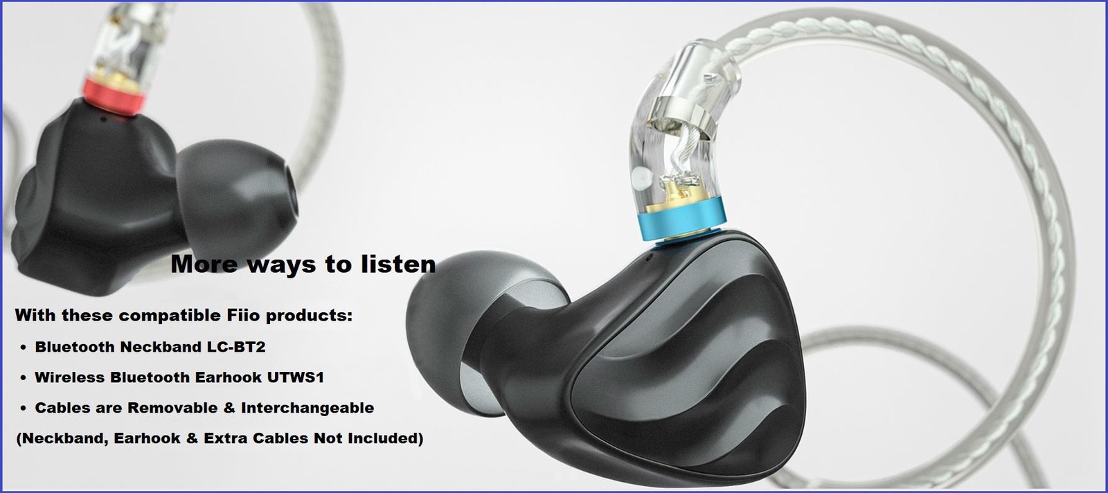 New Fiio FH3 Dynamic Hybrid Earbuds with Detachable Cables (Black)