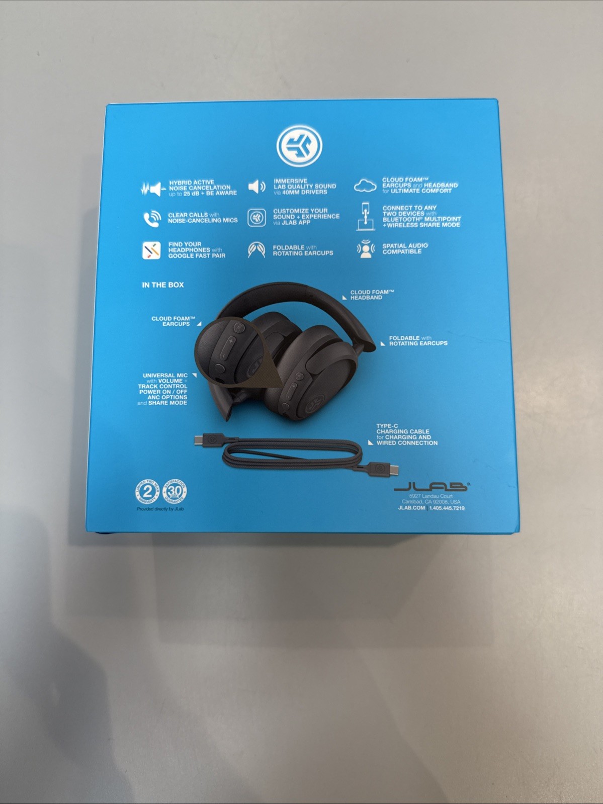 JLab JBuds Lux Active Noise Canceling Bluetooth Wireless Headphones Graphite