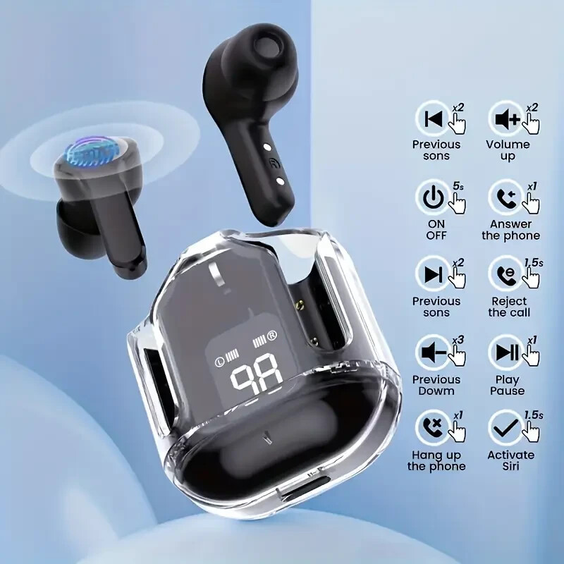 NEW! Wireless Bluetooth Noise-cancelling Earbuds Black
