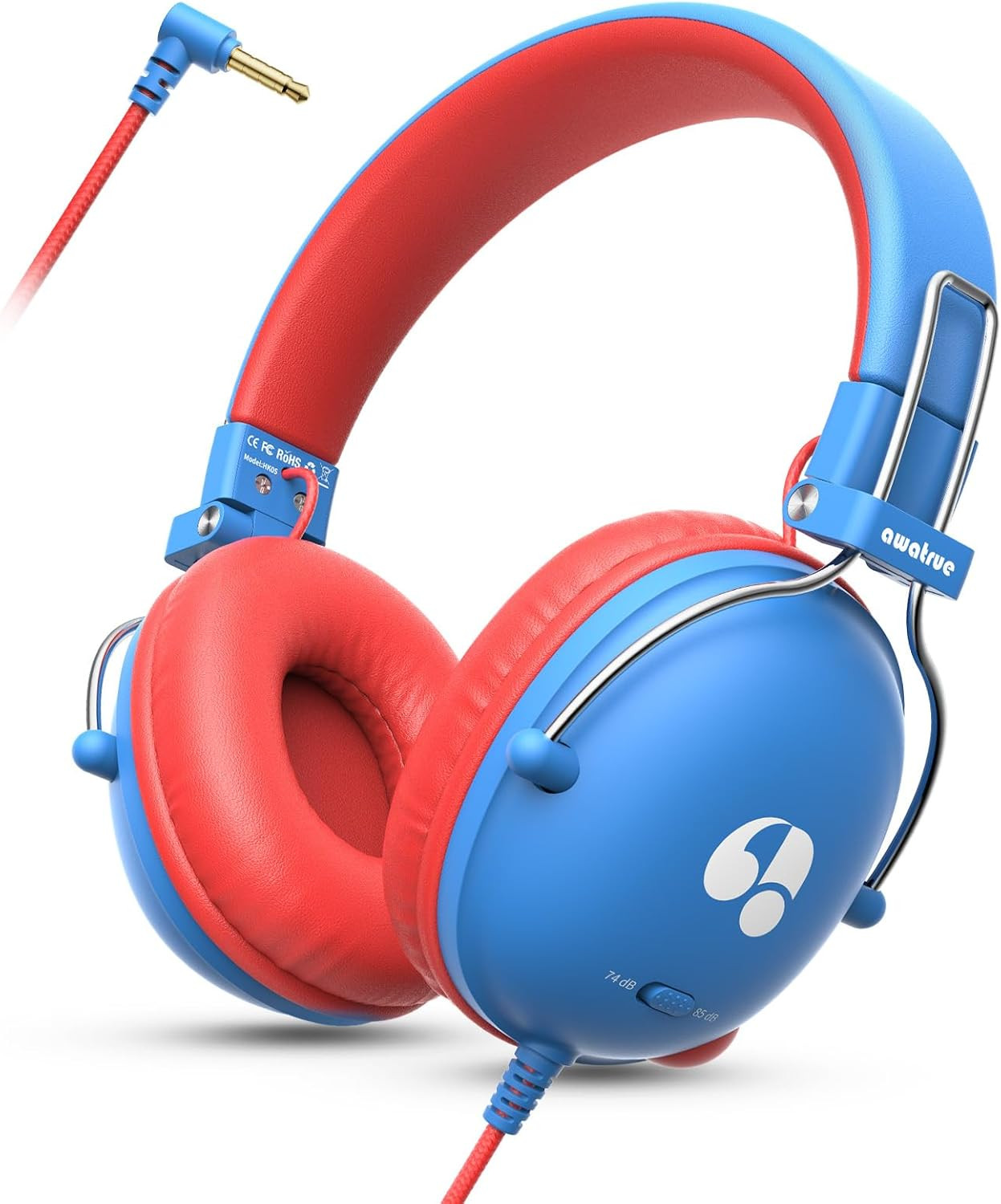 Auriculares Ninos Limite Volumen Seguro 74dB Estereo Cable Azul On Ear Escolar