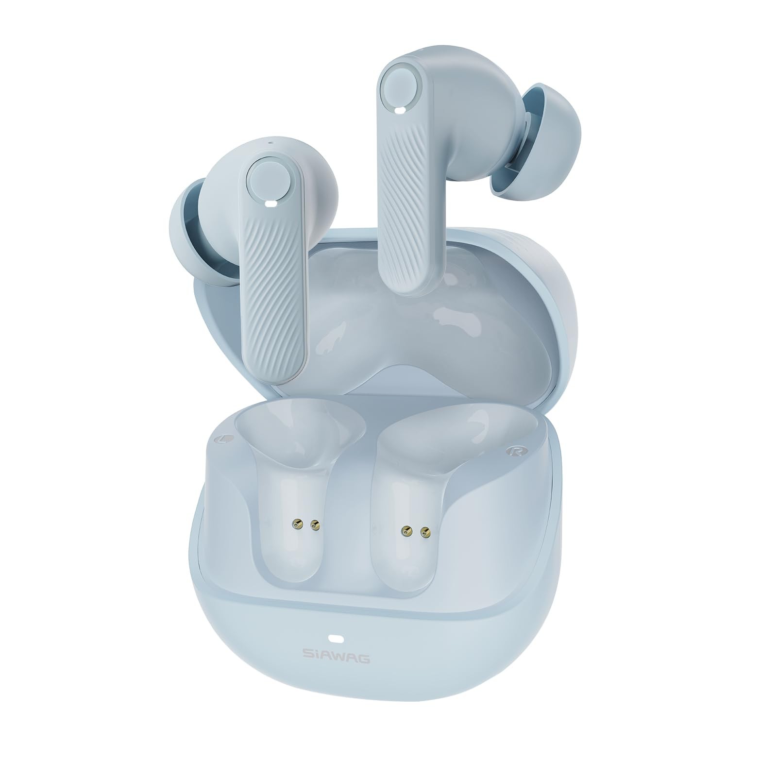 SIAWAG Wireless Earbuds 2025 Bluetooth Headphones 100H Light and Thin, Blue