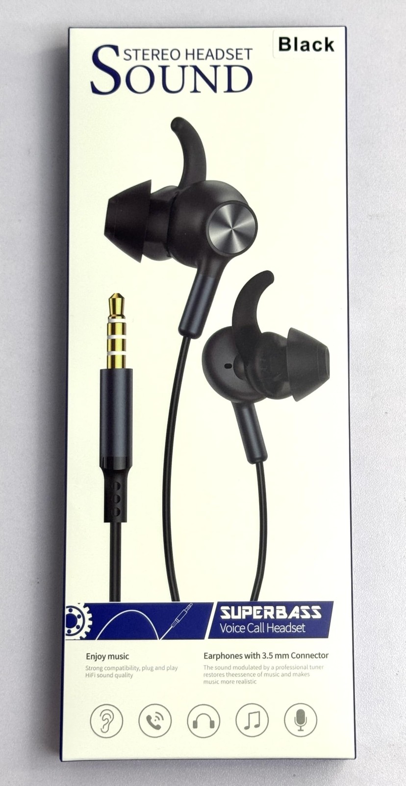 APETOO 3.5mm Wired Earbuds Sport in-Ear Headphones Mute Mic Stereo Bass