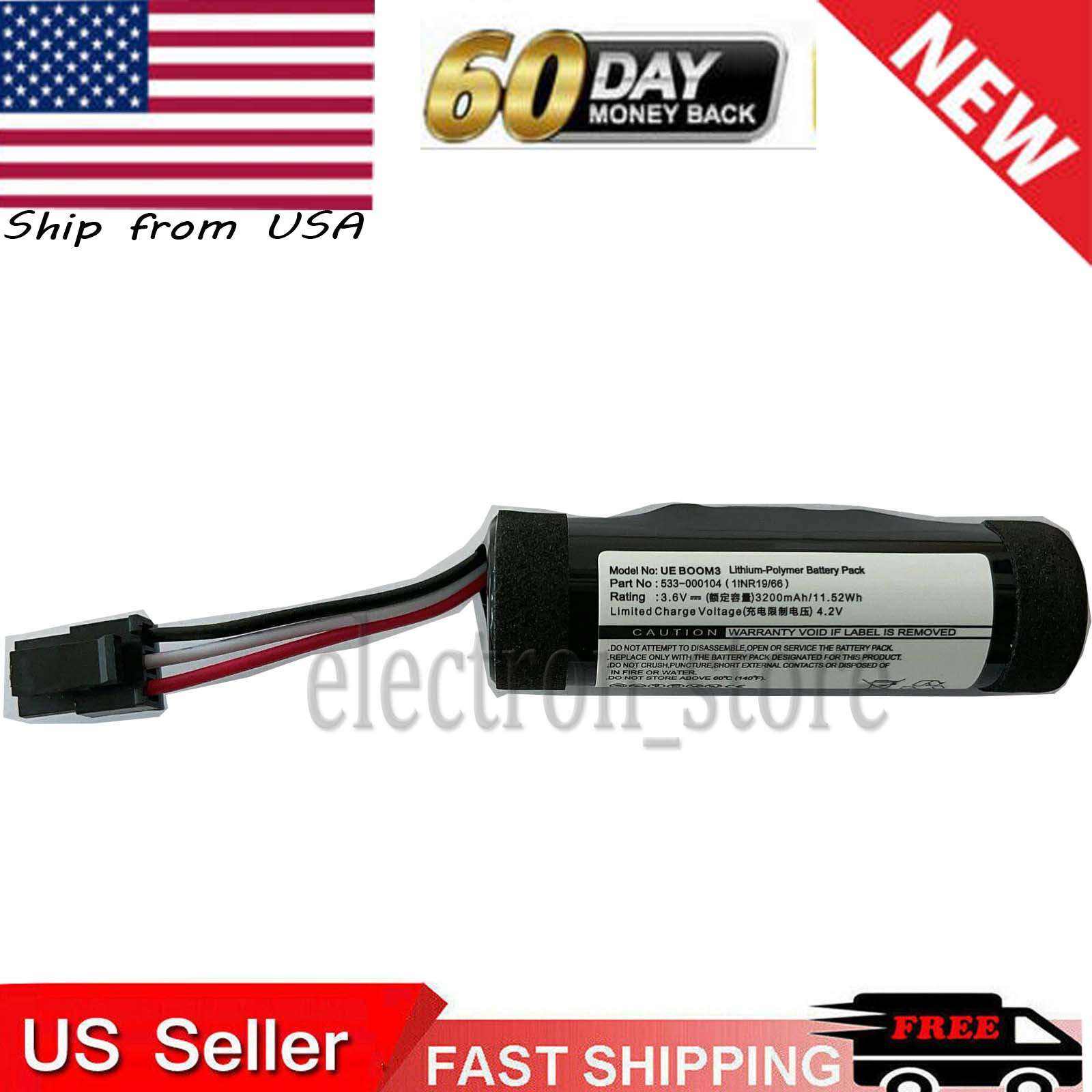 Li-ion Rechargeable Battery 553-000104 3.6V 3130mAh For Logitech UE Boom