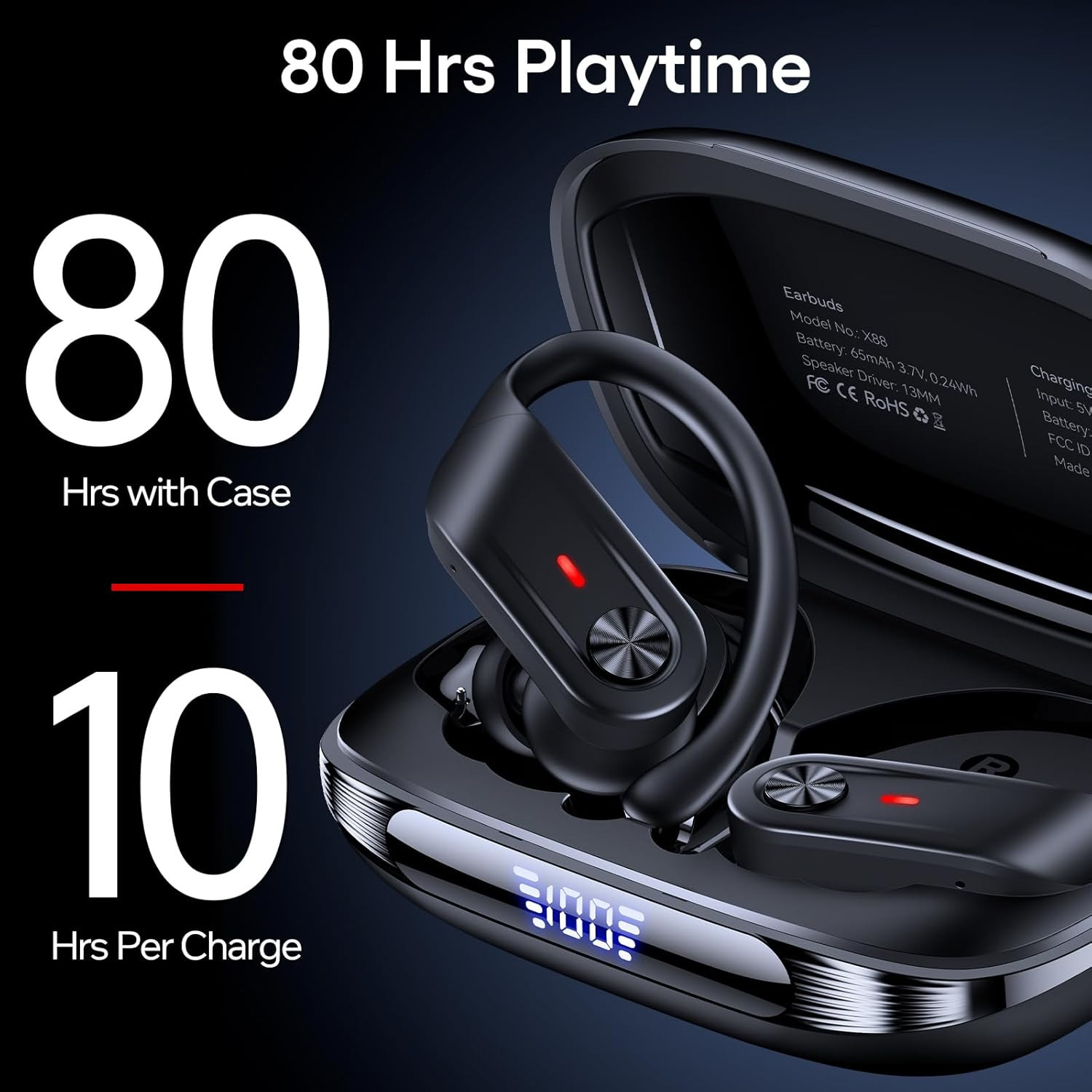 Hybrid Active Noise Cancelling Wireless Ear Buds 80 Hrs Playtime Hi-Res Stereo Q