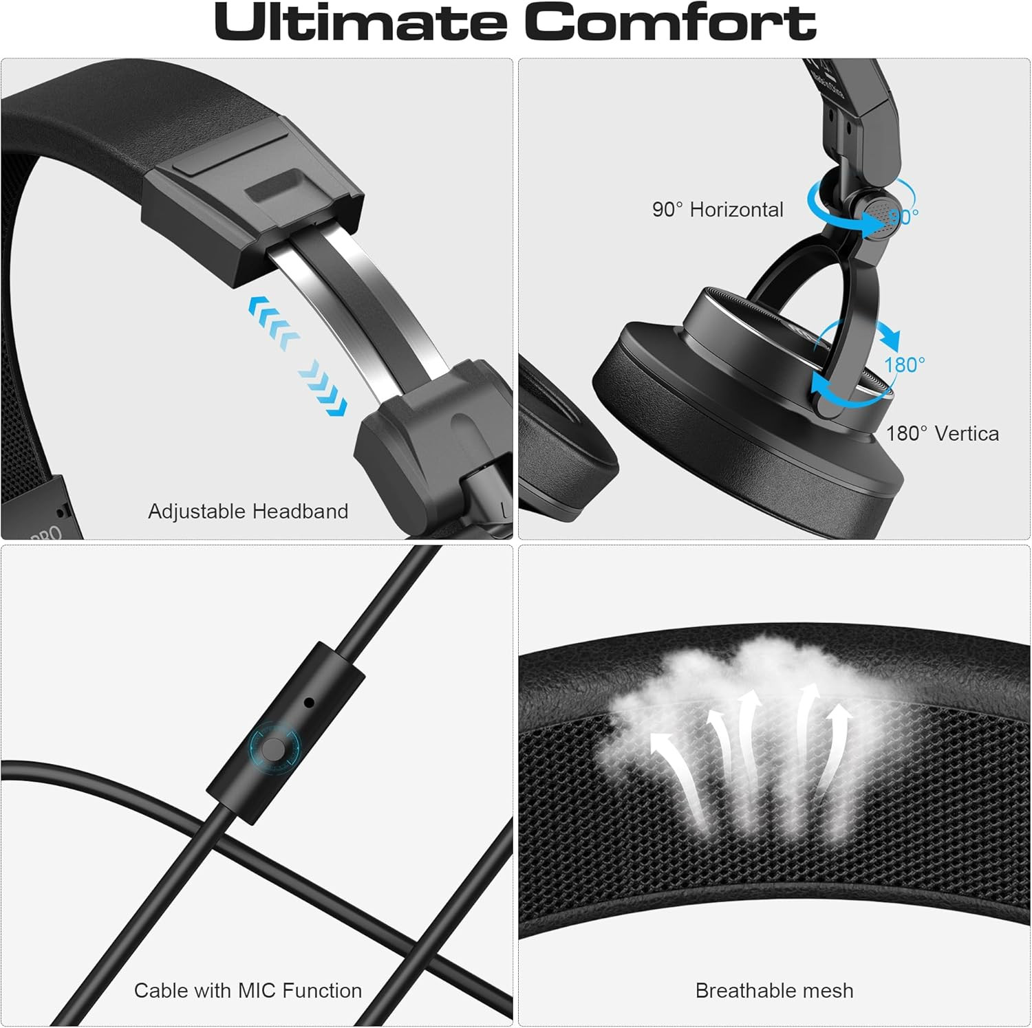 M20 Wired DJ/Studio Monitor Headphones, 50mm Drivers, 3.5/6.35mm
