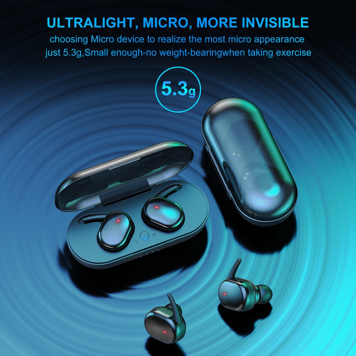 For iOS Android TWS Bluetooth 5.0 Wireless Earphones Stereo Headset Mini In-Ear